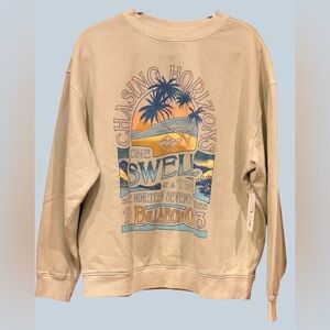 Billabong Beige Crewneck Sweatshirt with Blue and Orange Graphic